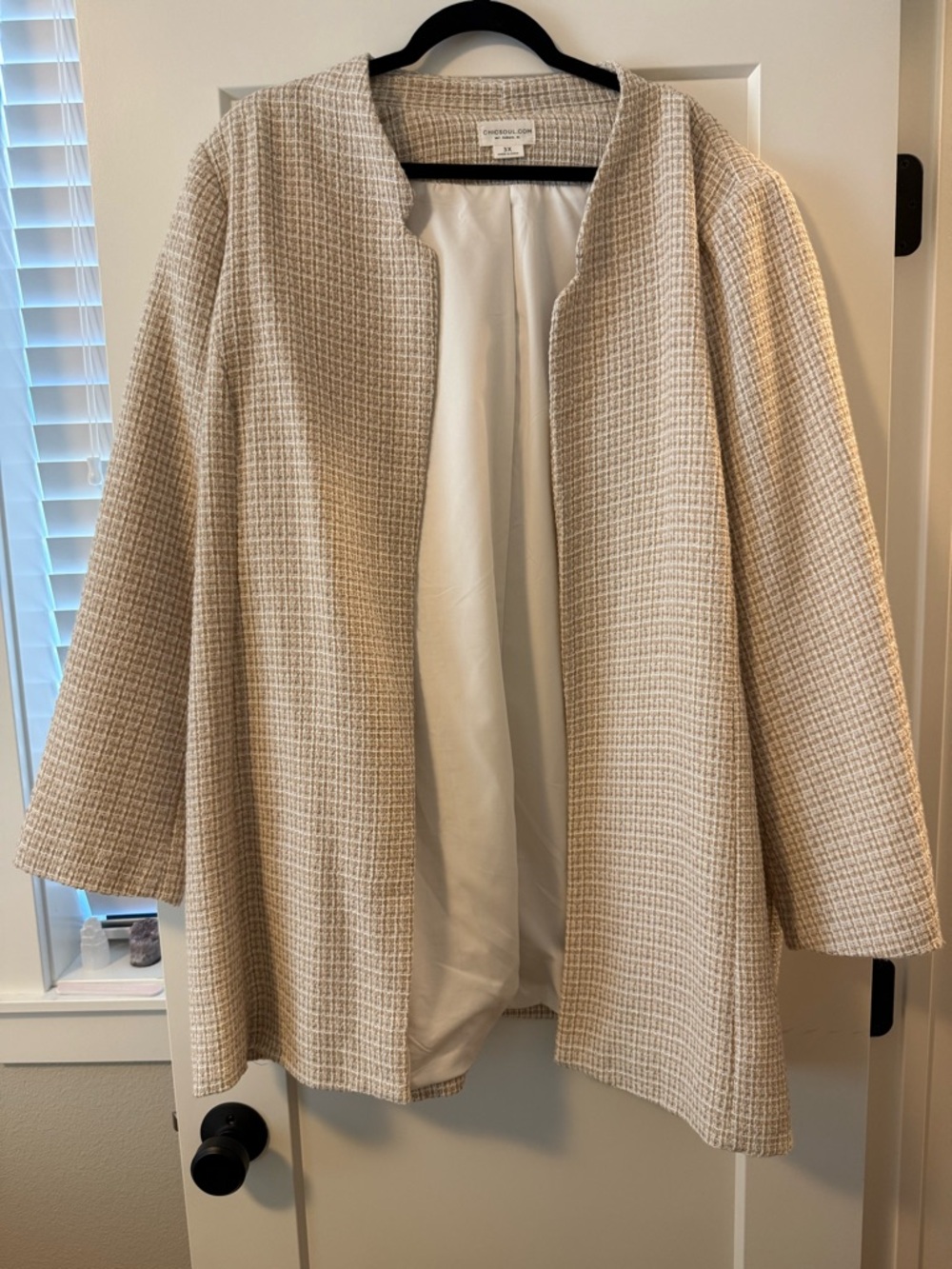 Chic Soul Cream Textured Open-Front Coatigan